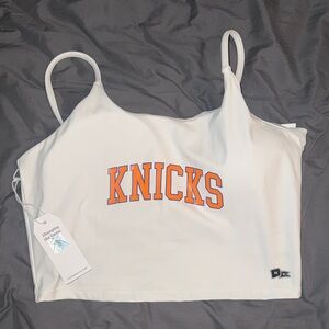 White Crop Top with Orange Print